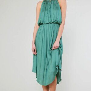 Current Air M Midi Dress Green Draping Flowing Spring Sleeveless Lined
